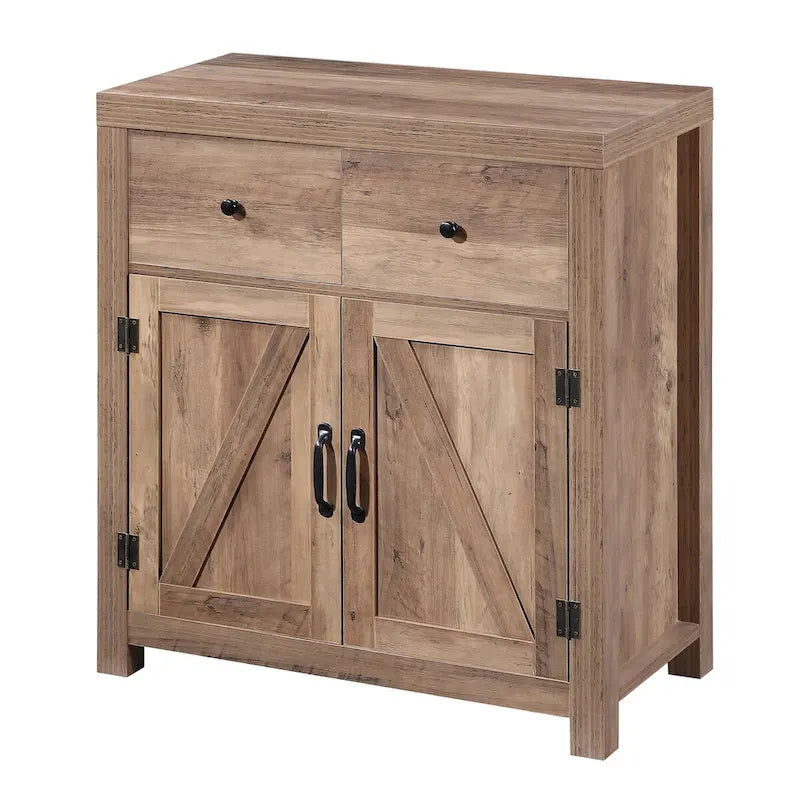 Farmhouse 2-Drawer 2-Door Storage Accent Cabinet