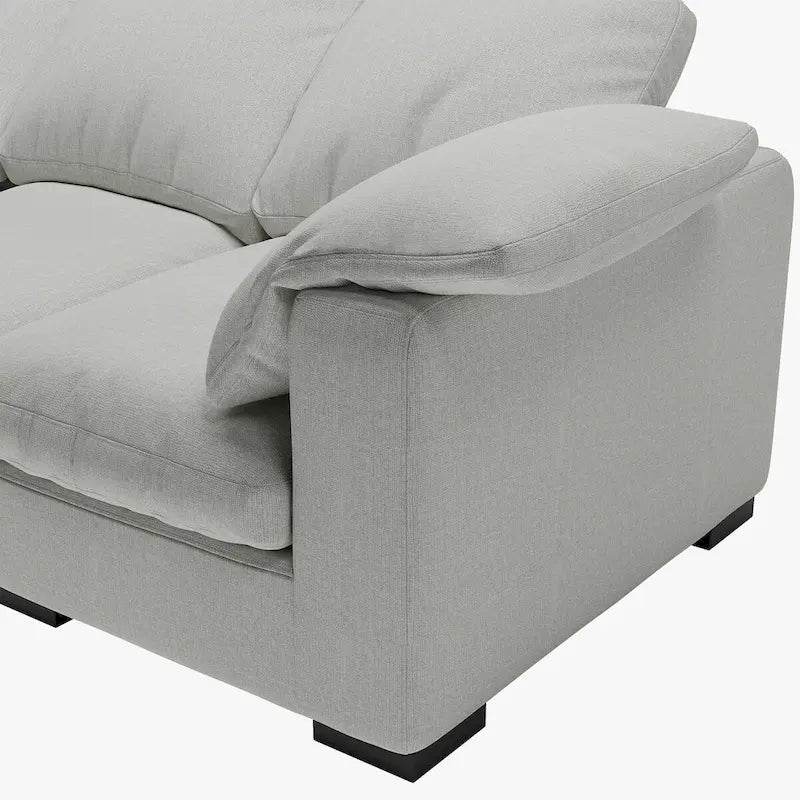 Modern Deep-Seat Three-Seater Linen Blend Sofa