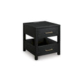 Black End Table with USB Charging and Storage