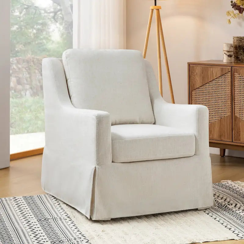 Slipcovered Swivel Glider Accent Chair