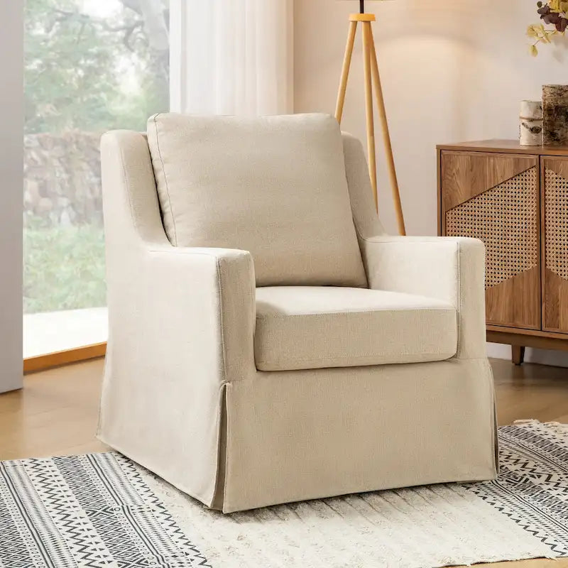 Slipcovered Swivel Glider Accent Chair