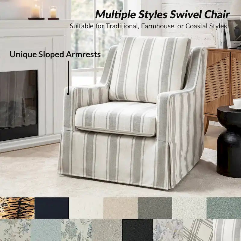 Slipcovered Swivel Glider Accent Chair