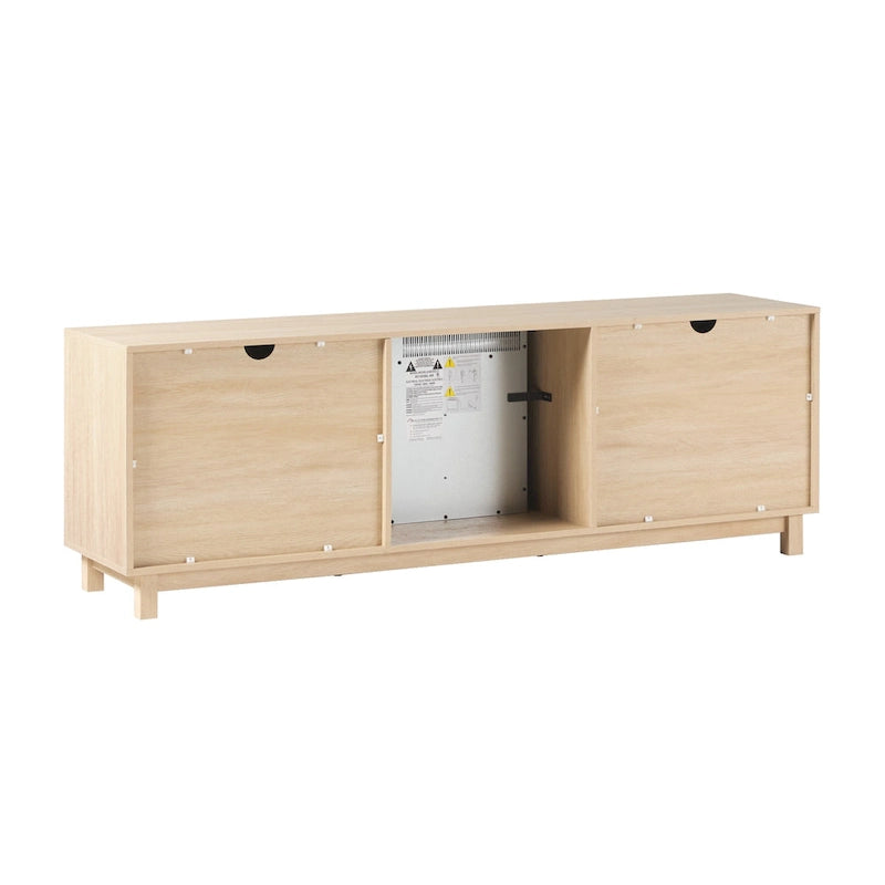 70-Inch TV Stand with Electric Fireplace and Storage Shelves